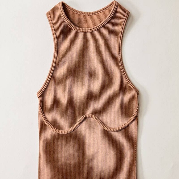 NWOT Tan Brown Trendy Bodysuit - Picture 2 of 5